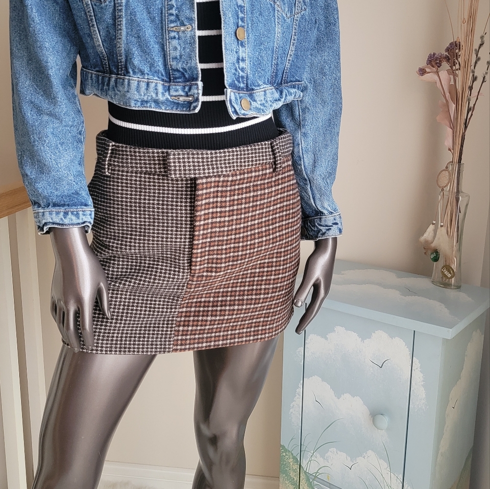 NWT Rails Prim Mixed Check Fall Miniskirt